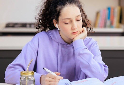 Girl doing homework